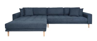 Lido Blue Fabric Left Hand Facing Lounge Sofa With Natural Legs