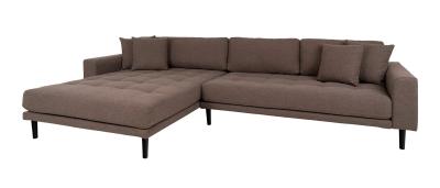 Lido Brown Fabric Left Hand Facing Lounge Sofa With Black Legs