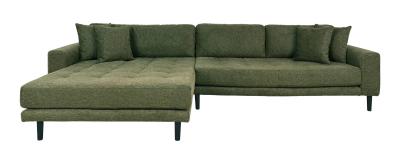 Lido Dark Green Fabric Right Hand Facing Lounge Sofa With Natural Legs