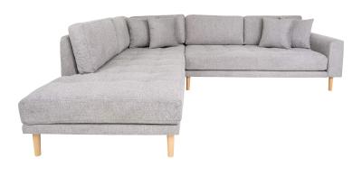 Lido Light Grey Fabric Left Hand Facing Corner Sofa Open End With Natural Legs