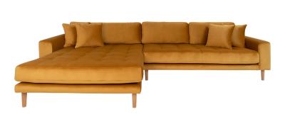 Lido Mustard Fabric Right Hand Facing Lounge Sofa With Natural Legs