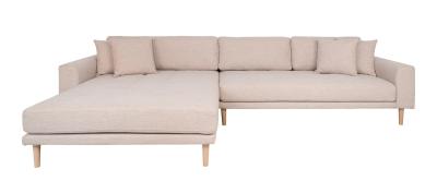 Lido Sand Fabric Left Hand Facing Lounge Sofa With Natural Legs