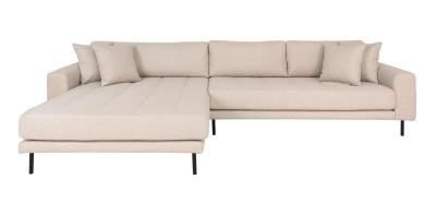 Lido Beige Fabric Left Hand Facing Lounge Sofa With Black Legs