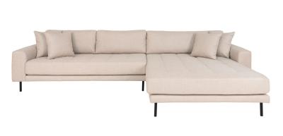 Lido Beige Fabric Right Hand Facing Lounge Sofa With Black Legs