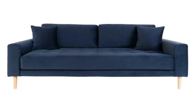 Lido Blue Velvet Fabric 3 Seater Sofa