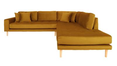 Lido Mustard Yellow Fabric Right Hand Facing Corner Sofa Open End With Natural Legs