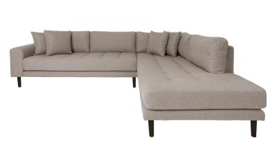 Lido Stone Fabric Right Hand Facing Corner Sofa Open End With Black Legs