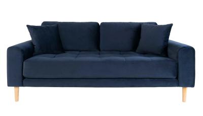 Lido Blue Velvet Fabric 25 Seater Sofa