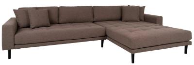Lido Brown Fabric Right Hand Facing Lounge Sofa With Black Legs