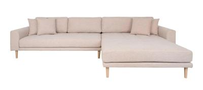 Datto Sand Fabric Right Hand Facing Lounge Sofa With Natural Legs