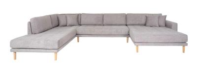 Product photograph of Datto Grey Fabric Right Hand Facing U-sofa Open End With Natural Legs from Choice Furniture Superstore