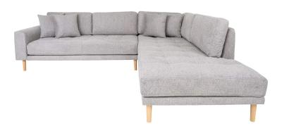 Product photograph of Datto Light Grey Fabric Right Hand Facing Corner Sofa Open End With Natural Legs from Choice Furniture Superstore