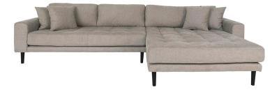 Lido Stone Fabric Right Hand Facing Lounge Sofa With Black Legs