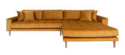 Datto Mustard Fabric Right Hand Facing Lounge Sofa With Natural Legs