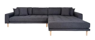 Datto Dark Grey Fabric Right Hand Facing Lounge Sofa With Natural Legs