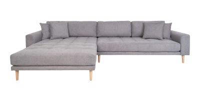 Lido Light Grey Fabric Left Hand Facing Lounge Sofa With Natural Legs