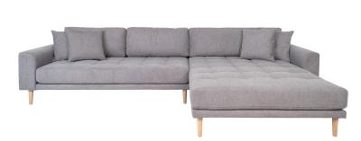 Lido Light Grey Fabric Right Hand Facing Lounge Sofa With Natural Legs