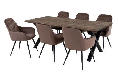 Toulon 200cm Smoked Oiled Oak Dining Set With 6 Harbo Chairs