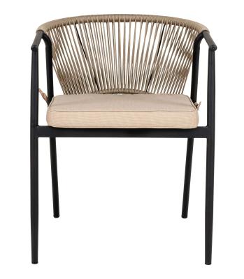 Set Of 2 Napoli Black Metal Outdoor Dining Armchair