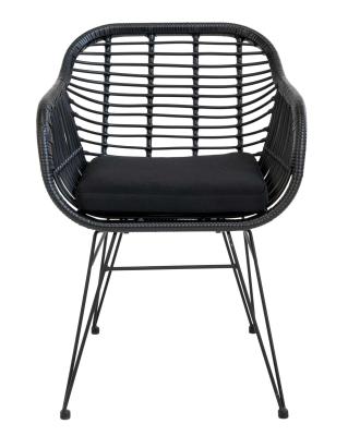 Set Of 2 Trieste Black Rattan Outdoor Dining Armchair