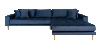 Datto Blue Fabric Right Hand Facing Lounge Sofa With Natural Legs