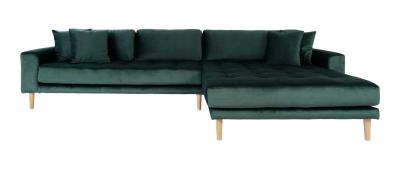 Datto Dark Green Fabric Right Hand Facing Lounge Sofa With Natural Legs