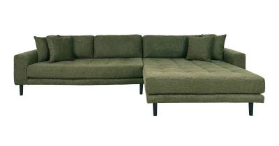 Lido Olive Green Fabric Fabric Right Hand Facing Lounge Sofa With Black Legs