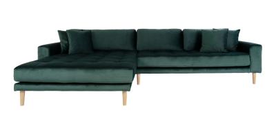 Datto Dark Green Left Hand Facing Lounge Sofa With Natural Legs