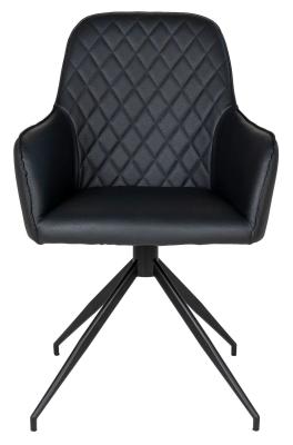 Set Of 2 Harbo Black Leather Swivel Dining Chair