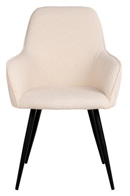 Set Of 2 Harbo White Boulce Fabric Dining Chair With Black Legs