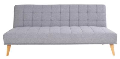 Oxford Light Grey Fabric Click Clack Sofa Bed With Natural Legs