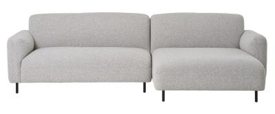 Salvador Light Grey Boucle Fabric Right Hand Facing Lounge Sofa With Black Legs