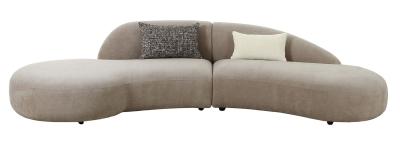 Venice Taupe Fabric 4 Seater Curved Sofa