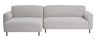 Salvador Light Grey Boucle Fabric Left Hand Facing Lounge Sofa With Black Legs