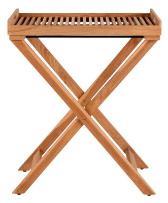 Product photograph of Hackett Teak Wood Slatted Tray Table from Choice Furniture Superstore
