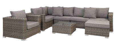 Product photograph of Lawgi Grey Fabric And Polyrattan Lounge Set from Choice Furniture Superstore