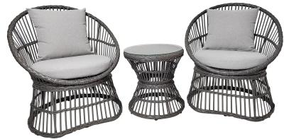 Product photograph of Galah Grey Metal Rattan Lounge Set from Choice Furniture Superstore