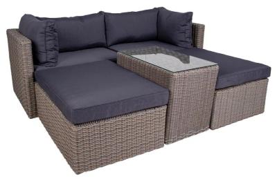 Product photograph of Traviston Grey Fabric And Polyrattan Lounge Set from Choice Furniture Superstore