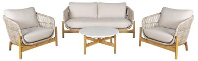 Product photograph of Hunterton Beige Acacia Wood Lounge Set from Choice Furniture Superstore