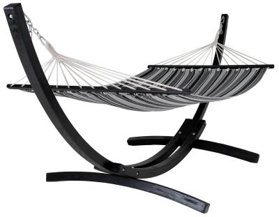 Tripoli Grey And Black Fabric Hammock Black Wooden Stand