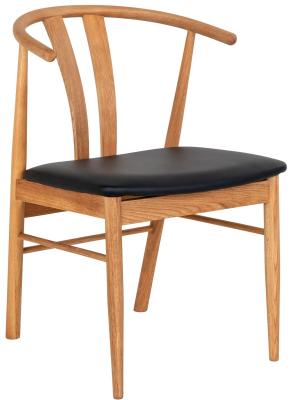 Set Of 2 Artenara Natural Oak Faux Leather Seat Dining Chair