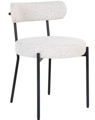 Set Of 2 Kildare White Boucle Fabric Dining Chair With Black Legs