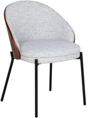 Set Of 2 Canelas Light Grey Fabric Dining Chair With Black Legs