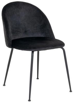 Set Of 2 Yardville Black Velvet Fabric Dining Chair