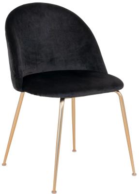 Set Of 2 Yardville Black Velvet Fabric Dining Chair With Gold Legs