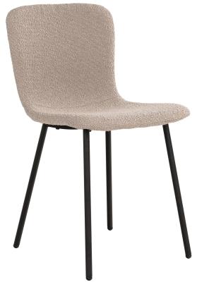 Set Of 2 Raritan Beige Boucle Fabric Dining Chair With Black Legs