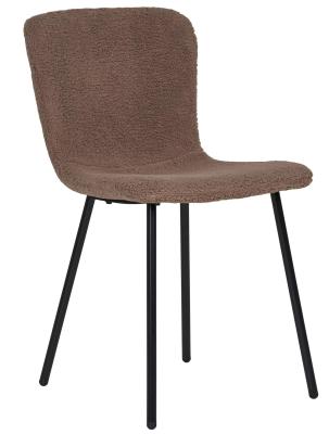 Set Of 2 Raritan Dark Fabric Brown Dining Chair With Black Legs