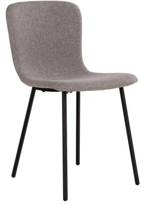 Set Of 2 Raritan Light Grey Fabric Dining Chair With Black Legs