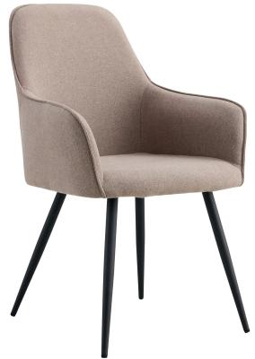 Set Of 2 Harbo Beige Fabric Dining Chair With Black Legs