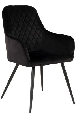 Set Of 2 Harbo Black Velvet Fabric Dining Chair